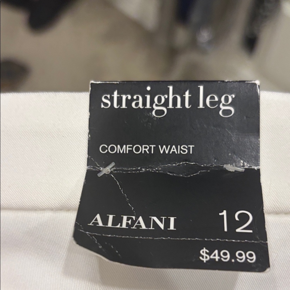 NWT Alfani Cloud White Essential Straight Dress Pants - 12 - Picture 4 of 5